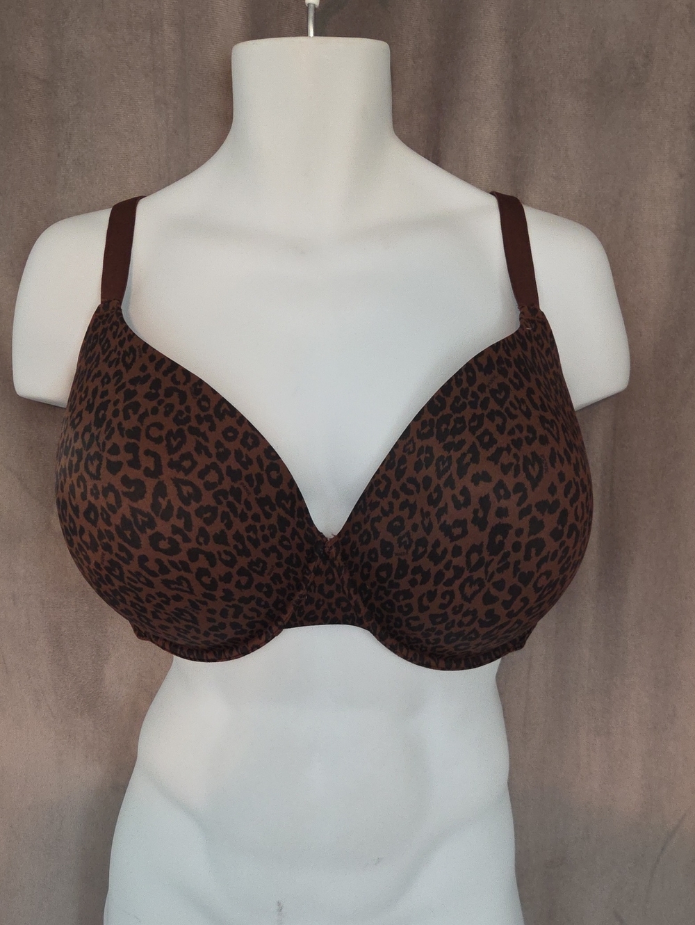 Pink Victoria's Secret 42G Brown Leopard Print T-Shirt Bra